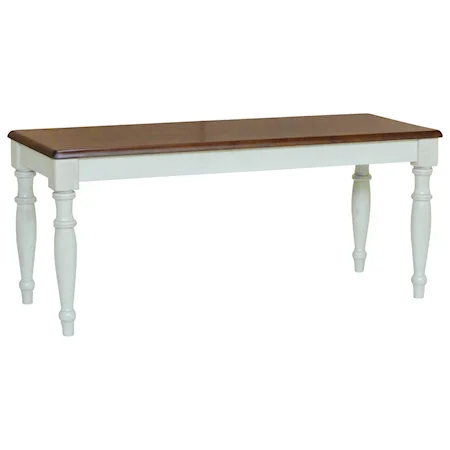 Cottage Dining Bench with Two-Tone Finish